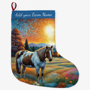 Horses on Farm Large Christmas Stocking
