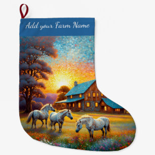 Horses on Farm Large Christmas Stocking