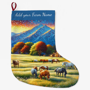 Horses on Farm Large Christmas Stocking