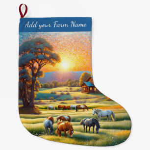 Horses on Farm Large Christmas Stocking