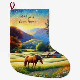 Horses on Farm Large Christmas Stocking