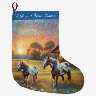 Horses on Farm Large Christmas Stocking
