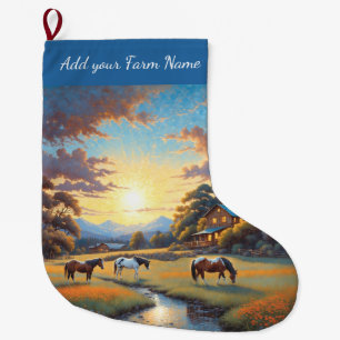 Horses on Farm Large Christmas Stocking