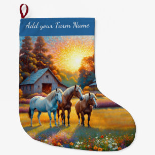 Horses on Farm Large Christmas Stocking