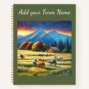 Horses on Farm Wildflower Meadow Notebook