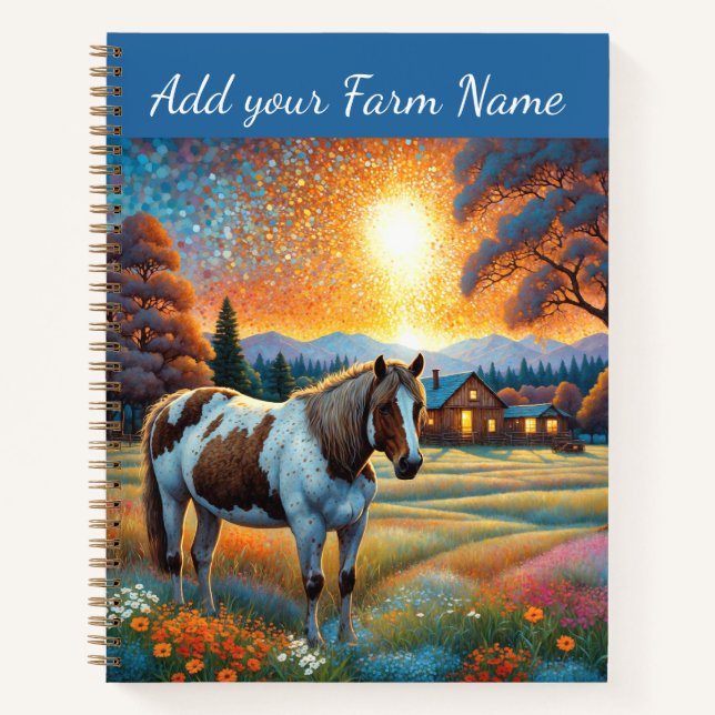 Horses on Farm Wildflower Meadow Notebook (Front)