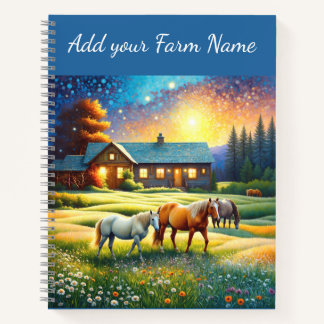 Horses on Farm Wildflower Meadow Notebook
