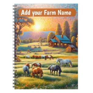 Horses on Farm Wildflower Meadow Notebook