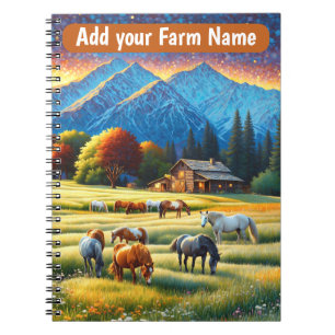 Horses on Farm Wildflower Meadow Notebook