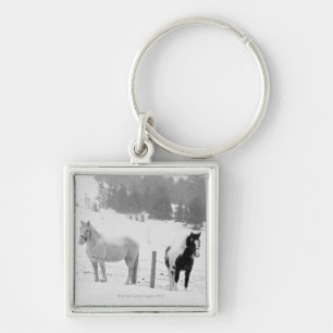 Horses on ranch keychain