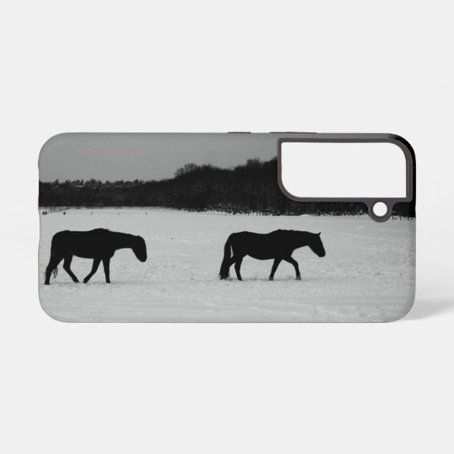 Horses On Snow sgcnm Samsung Galaxy S22 Case (Back Horizontal)