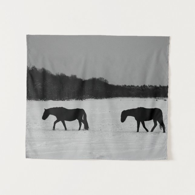 Horses On Snow wtcna Tapestry (Front (Horizontal))
