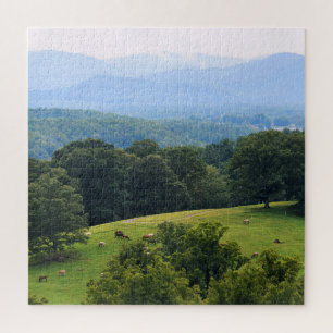 Horses on the Blue Ridge Mountains - 20x20 inch Jigsaw Puzzle