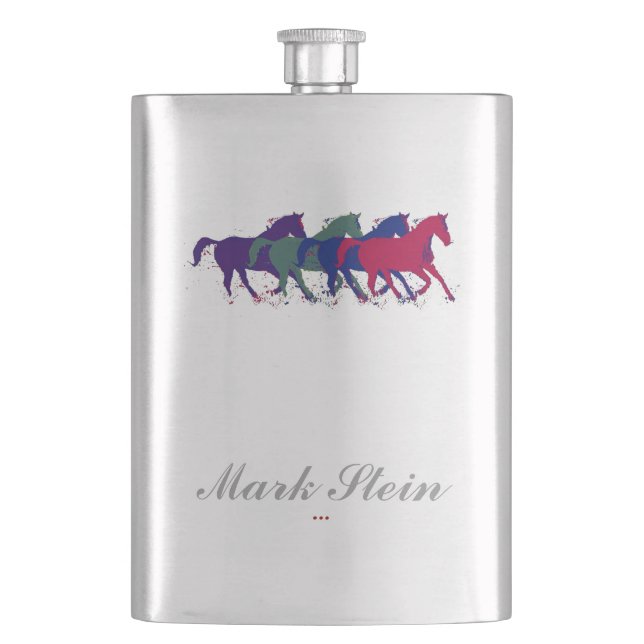 horses personalized hip flask (Front)