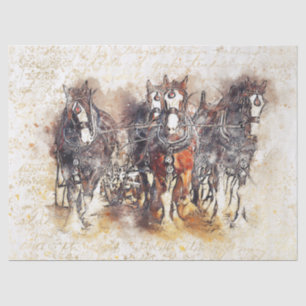 Horses Ploughing Tissue Paper