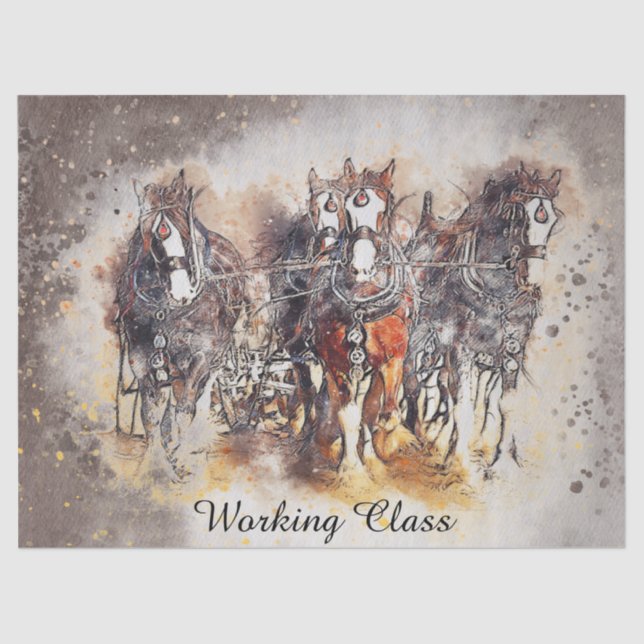 Horses Ploughing "Working Class" Tissue Paper (Front)