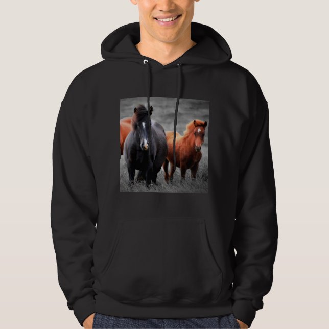 Horses Portrait: Selective Colour Photography Hoodie (Front)