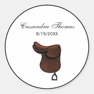Horses - Preppy Equestrian Tack Saddle Colour Classic Round Sticker