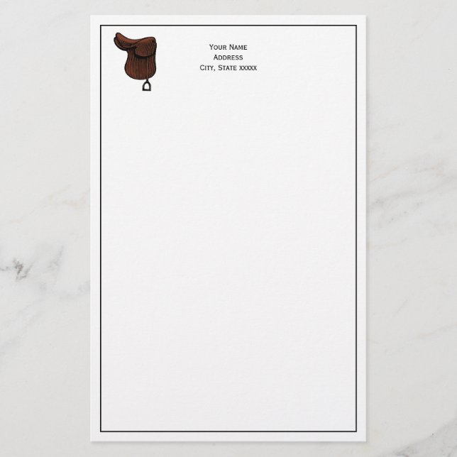 Horses - Preppy Equestrian Tack Saddle Colour Stationery (Front)