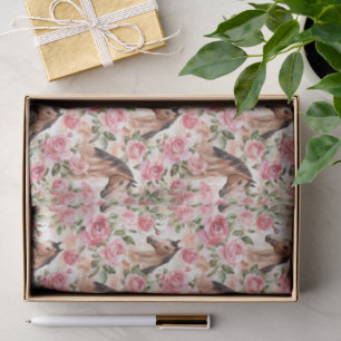 Horses Pretty Pink Roses Floral Birthday Tissue Paper