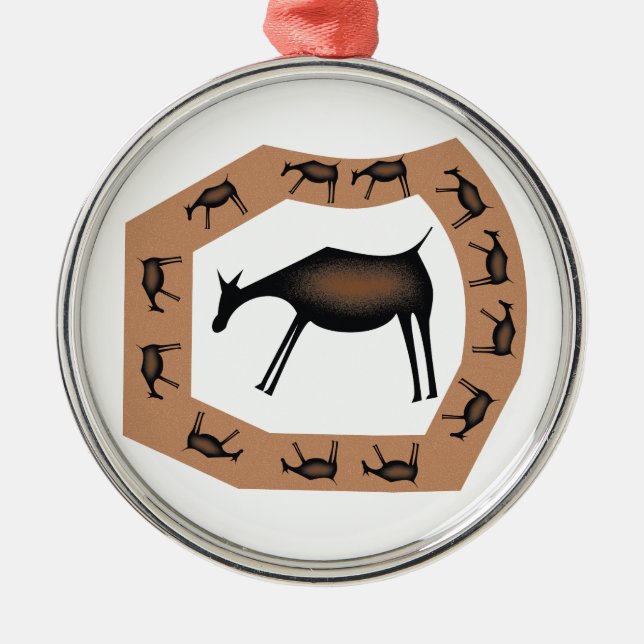 Horses Primitive cave Art Metal Ornament (Front)