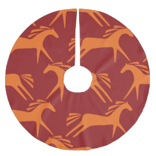 Horses: Red Seamless Equestrian Beauty. Brushed Polyester Tree Skirt