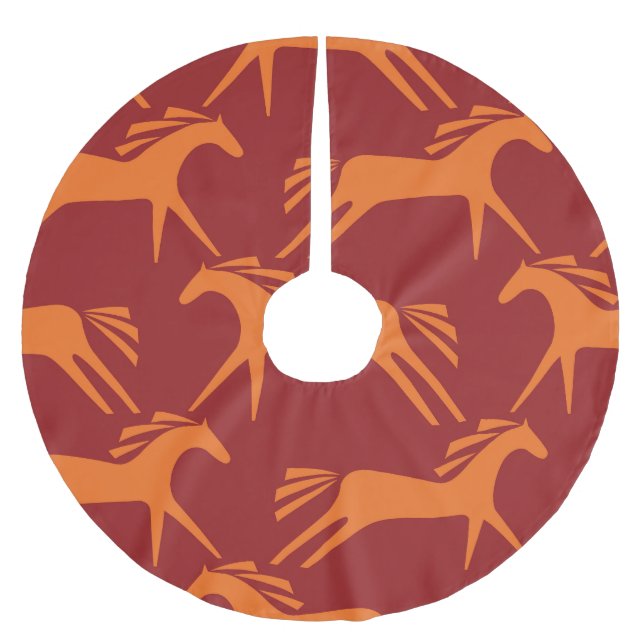 Horses: Red Seamless Equestrian Beauty. Brushed Polyester Tree Skirt (Front)