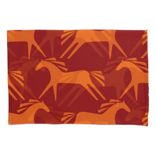 Horses: Red Seamless Equestrian Beauty. Pillowcase