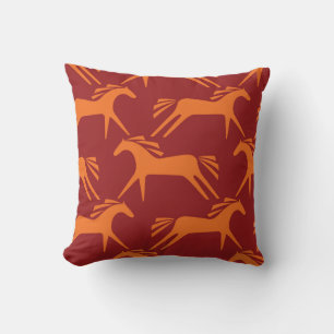 Horses: Red Seamless Equestrian Beauty. Throw Pillow