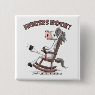 Horses Rock! 2 Inch Square Button