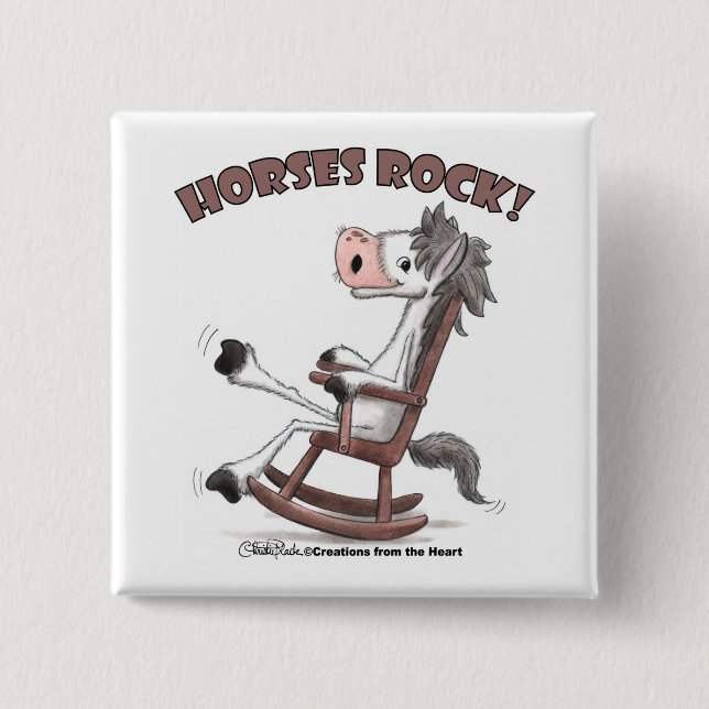 Horses Rock! 2 Inch Square Button (Front)