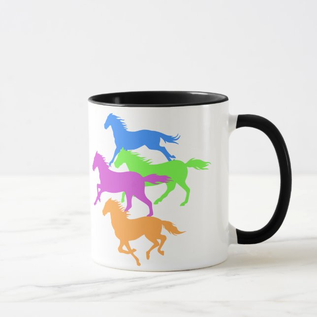 Horses run color - Choose background color Mug (Right)