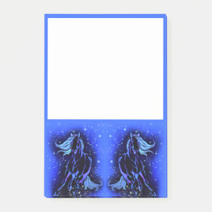 Horses Running At Blue Starry Night Sticky Notes