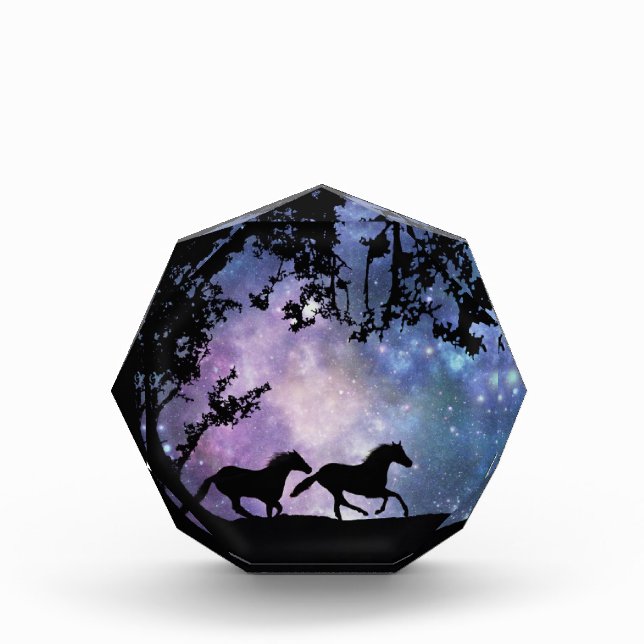 Horses Running in the moonlight fine art Photo Block (Front)