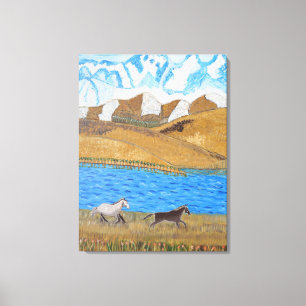 Horses running in the Mountains canvas art