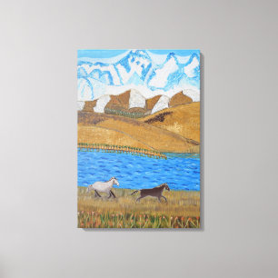 Horses running in the Mountains canvas art