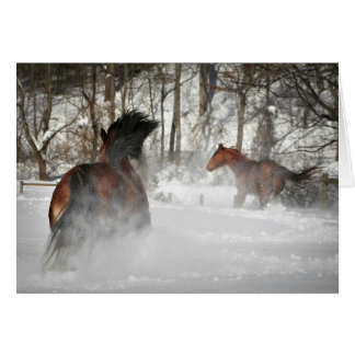 Horses Running in the Snow Customizable Card