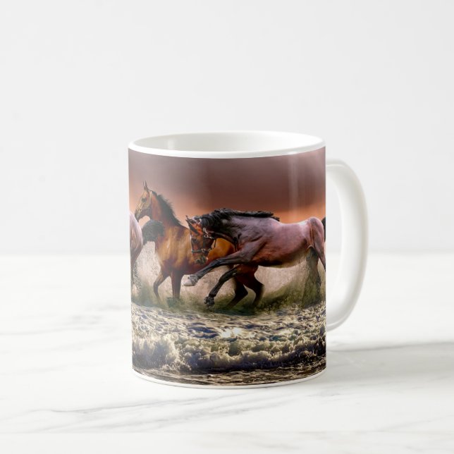 Horses Running on the Beach Coffee Mug (Front Right)