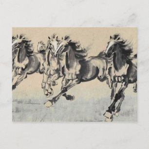 Horses running postcard