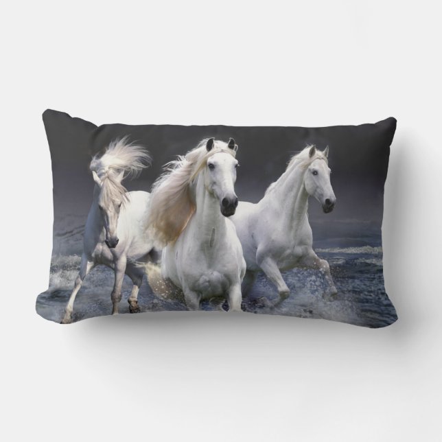 Horses running  throw pillow (Front)