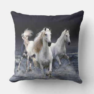 Horses running  throw pillow