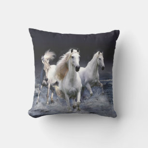 Horses running  throw pillow