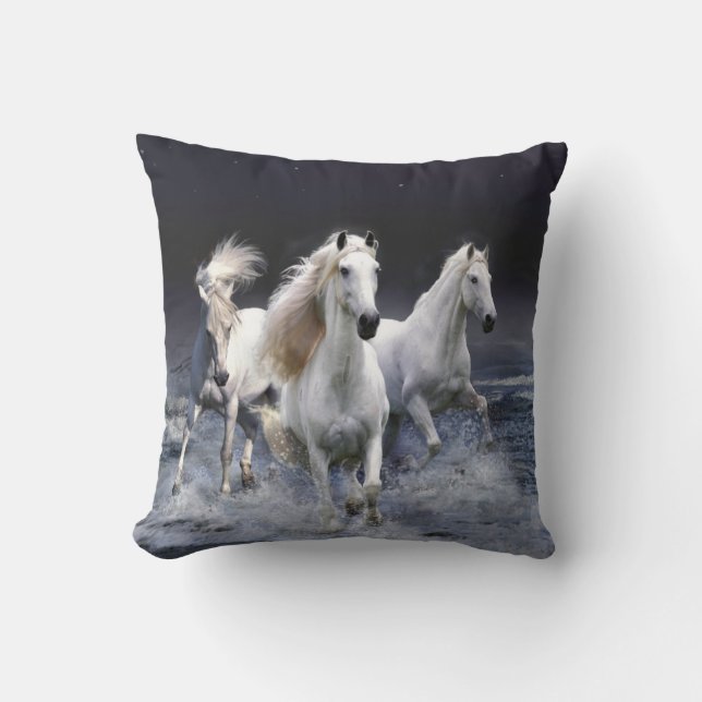 Horses running  throw pillow (Front)
