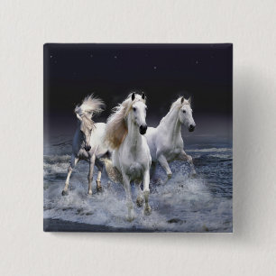 Horses running throw pillow 2 inch square button