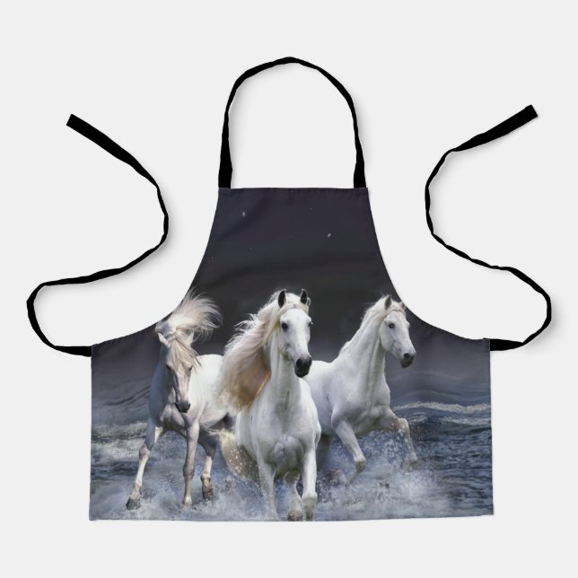 Horses running  throw pillow apron (Front)