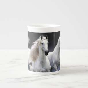 Horses running throw pillow bone china mug