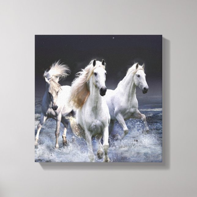 Horses running  throw pillow canvas print (Front)