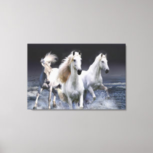 Horses running throw pillow canvas print