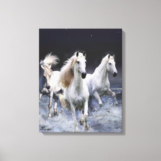 Horses running  throw pillow canvas print (Front)