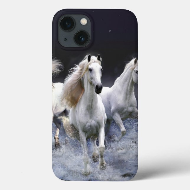 Horses running  throw pillow Case-Mate iPhone case (Back)